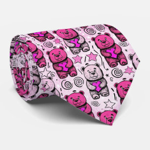 Teddybären mit Herzen und Rosa - Valentinstag (6) Krawatte