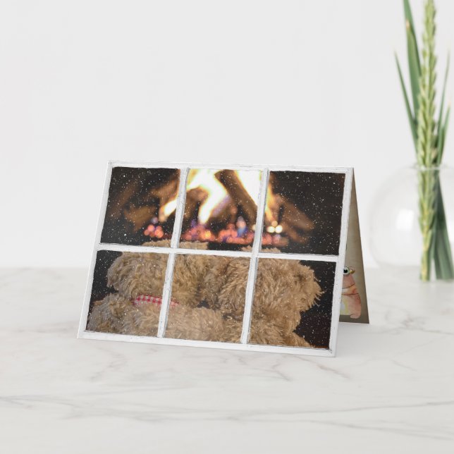Teddybären mit Kamin Geburtstag Karte (Vorderseite)