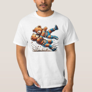 Teddybären, Ringer, machen eine Aufnahme. T-Shirt