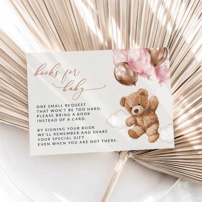 Teddybären, rosa Balloons, Bücher für Baby Begleitkarte (Von Creator hochgeladen)