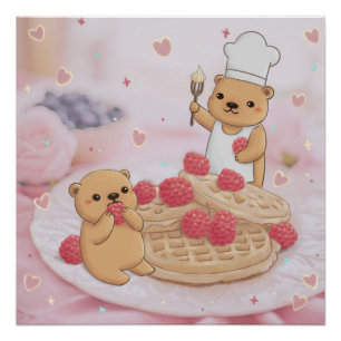 Teddybären & Waffeln Poster
