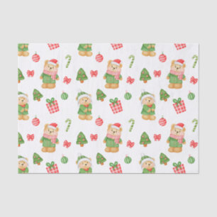 Teddybären, Weihnachtsbäume und Weihnachtsdekorati Seidenpapier