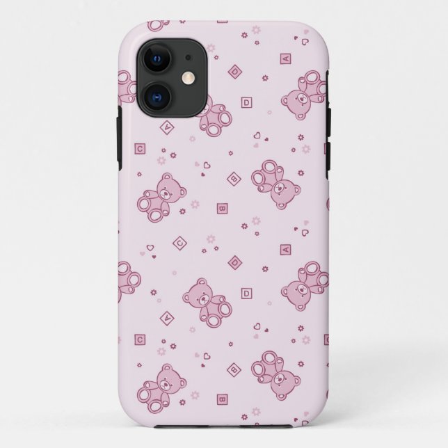 Teddybärhintergrund Rosa Case-Mate iPhone Hülle (Rückseite)