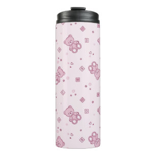 Teddybärhintergrund Rosa Thermosbecher