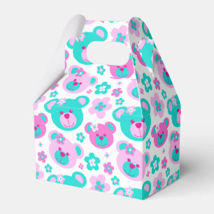Teddybärngesichter und gemusterte Geschenkboxen Geschenkschachtel