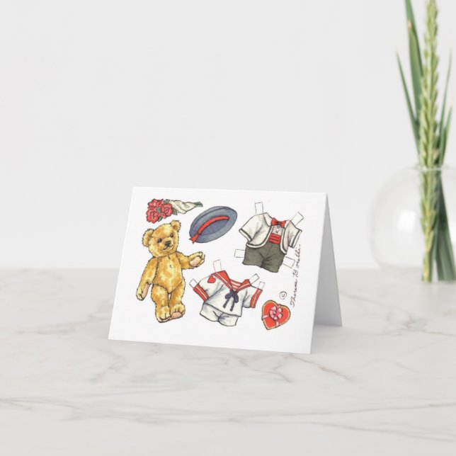 Teddybärpapierpuppenraum-Anmerkungskarte Karte (Vorderseite)