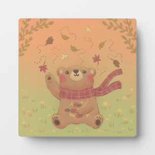 Teddybärs Herbstlaub Fotoplatte