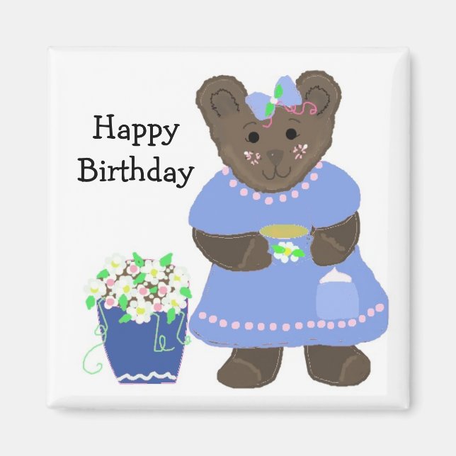 Teddybear Happy Birthday Design Magnet (Vorne)