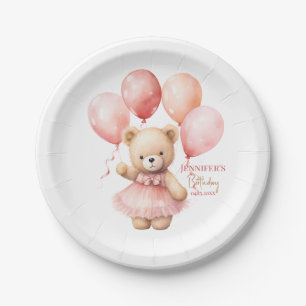 Teddymädchen 1. Geburtstag Papierplatten Beary Pappteller