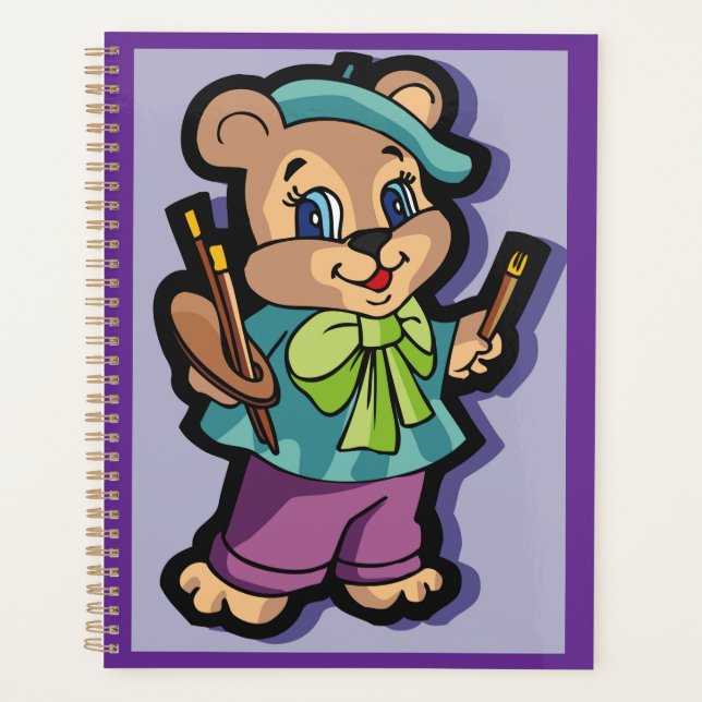 Teddypünktler mit Barett und Pinsel Planer (Vorderseite)