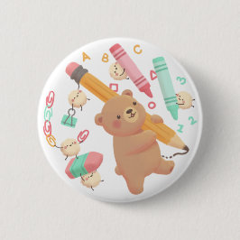 Teddy's Back to School Illustration Button