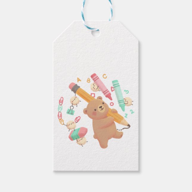 Teddy's Back to School Illustration Geschenkanhänger (Vorderseite)