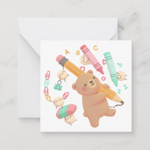 Teddy's Back to School Illustration Mitteilungskarte