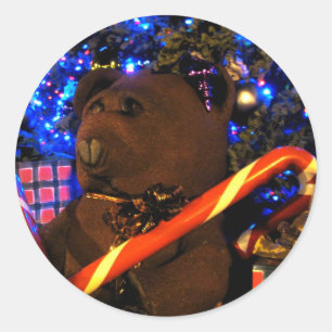 Teddys Christmas I Runder Aufkleber