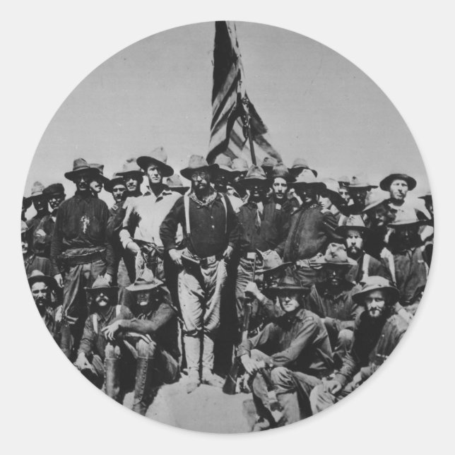 Teddy's Colts Teddy Roosevelt Rough Riders 1898 Runder Aufkleber (Vorderseite)