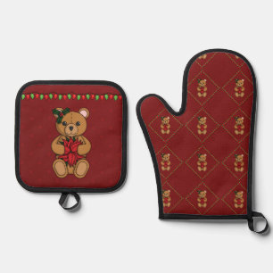 Teddy's Geschenk Ofenhandschuh & Topflappen-Set