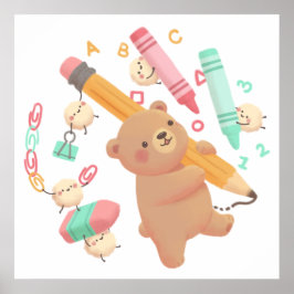 Teddy's Illustration zur Rückkehr in die Schule Poster