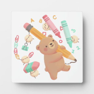 Teddy's Rückkehr-zur-Schule-Illustration Fotoplatte