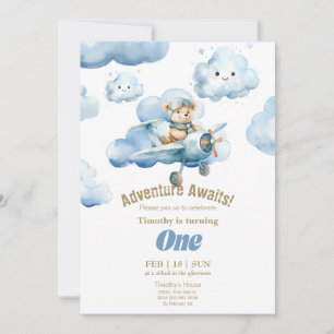 Teddy's Sky-High First Birthday Adventure Einladung