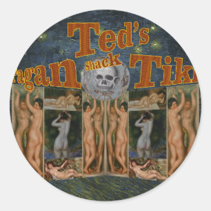 Ted's Pagan Tiki Shack Runder Aufkleber