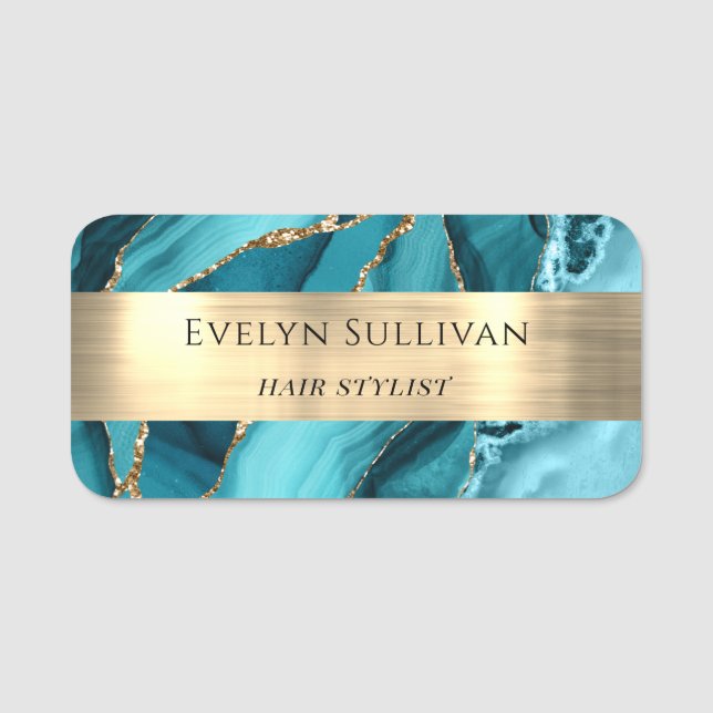Tee Agate Gold Foil Name Tag Namensschild (Vorderseite)
