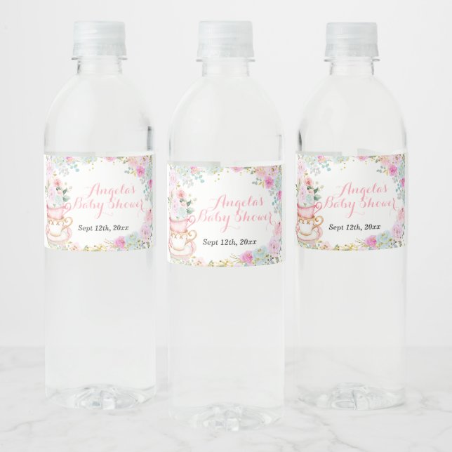 Tee-Baby-Dusche Pastell Floral Wasser Flasche Etik (Flaschen)