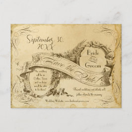 Tee befleckte Vintage Hochzeit 1 - retten Sie die Ankündigungspostkarte