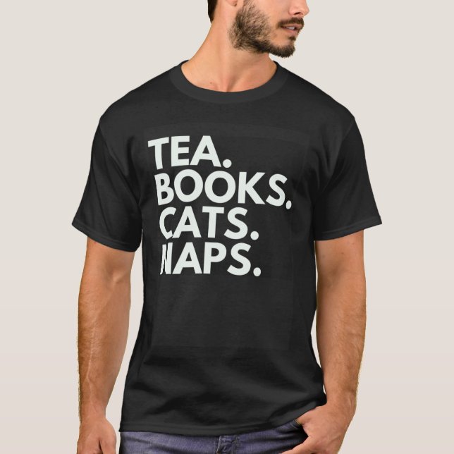 Tee Bücher Katzen Nickerchen (Vorderseite)