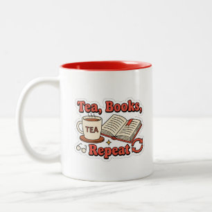 Tee, Bücher, wiederholen - gemütlicher Bücherliebh Zweifarbige Tasse