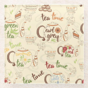 Tee, Cookies und Cake Time Sketch Glasuntersetzer
