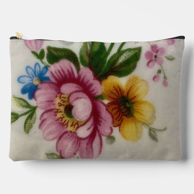 Tee Cup Blumenstrauß Druck Nähtasche Zubehörtasche (Vorderseite)
