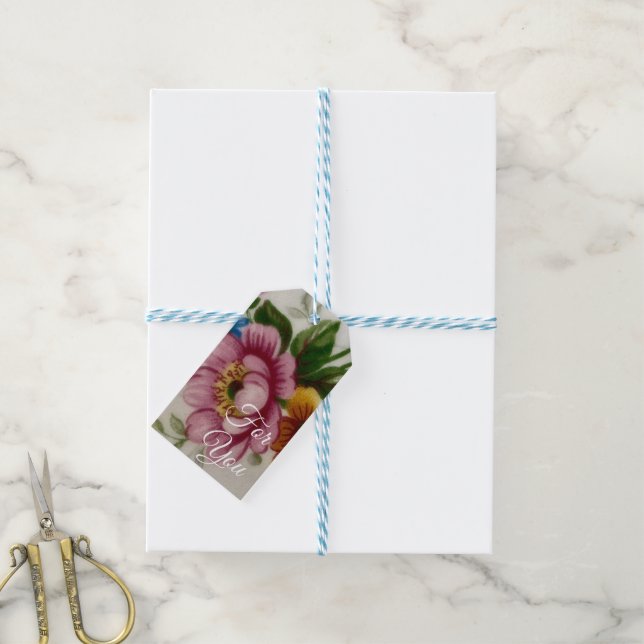 Tee Cup Floral Bouquet Geschenkanhänger (Mit Garn)