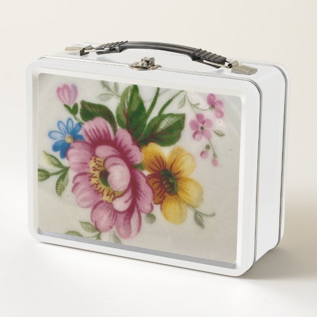 Tee Cup Floral Bouquet Metal Box Metall Brotdose (Vorderseite)