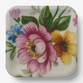 Tee Cup Floral Bouquet Papierplatte Pappteller