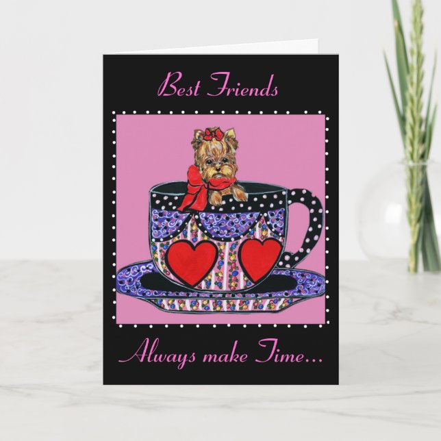 Tee Cup Yorkie Best Friends Card Karte (Vorderseite)
