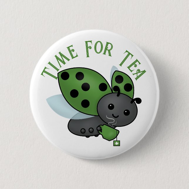 Tee Drinking Ladybug Button (Vorderseite)