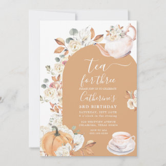 Tee für Three Pumpkin Boho Floral 3. Geburtstag Einladung