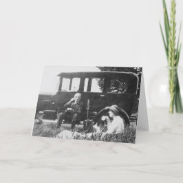 Tee für zwei alte Schwarz-Weiß-Bilder - Grußkarte Karte
