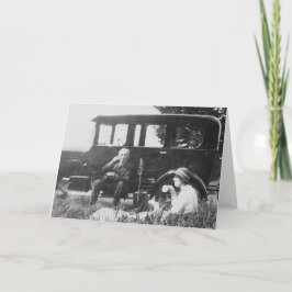 Tee für zwei alte Schwarz-Weiß-Bilder - Grußkarte Karte