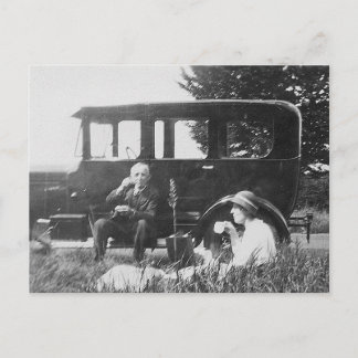 Tee für zwei altes Schwarz-Weiß-Bild - Postkarte