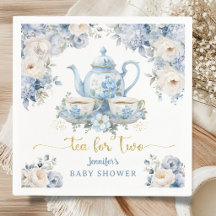 Tee für Zwei Baby Shower Junge Gold Blau Floral