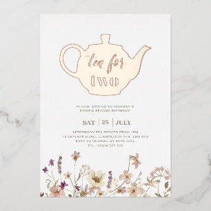 Tee für zwei Blumengeburt - Rose Gold Folieneinladung