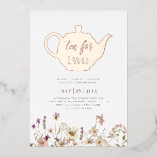 Tee für zwei Blumengeburt - Rose Gold Folieneinladung