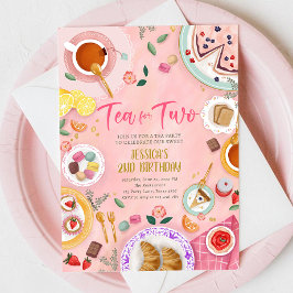 Tee für zwei Party Girl Pink Gold Zweiter Geburtst Einladung