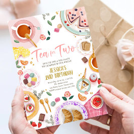 Tee für zwei Party Girl Pink Gold Zweiter Geburtst Einladung