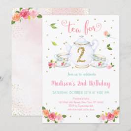 Tee für zwei rosa Party Tee zum Geburtstag Einladung