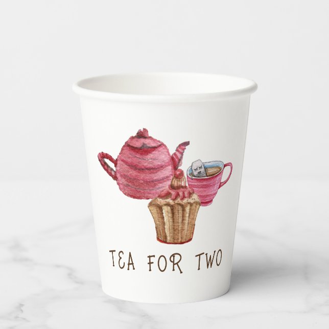 Tee für zwei Tee-Cup Trio-Muster - 8oz Paper Cup Pappbecher (Rückseite)
