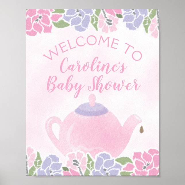 Tee für zwei Tee-Party Babydusche Begrüßungszeiche Poster (Vorne)