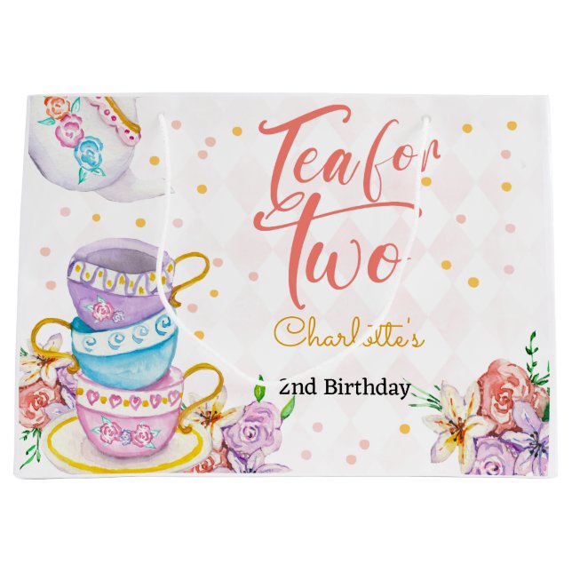 Tee für zwei, Tee zum Geburtstag Große Geschenktüte (Vorderseite)