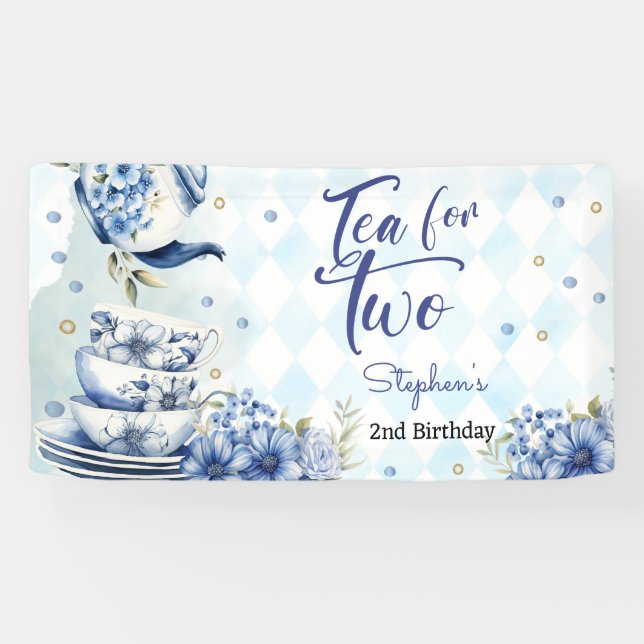 Tee für zwei, zweiter Geburtstag für Kinder Banner (Horizontal)